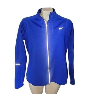 NIKE Dri-Fit Full Zip Track Jacket Blue L Athleisure‎ Athletic Outdoor Running
